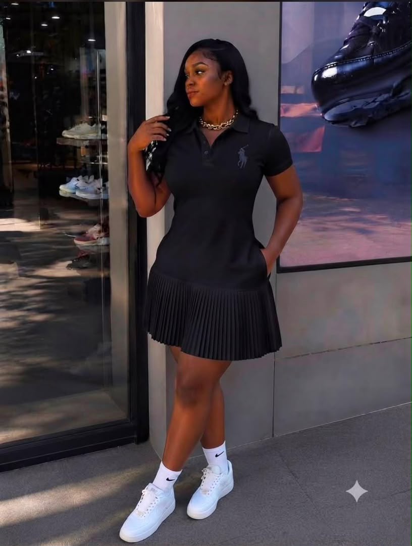 Élégante robe polo bleu